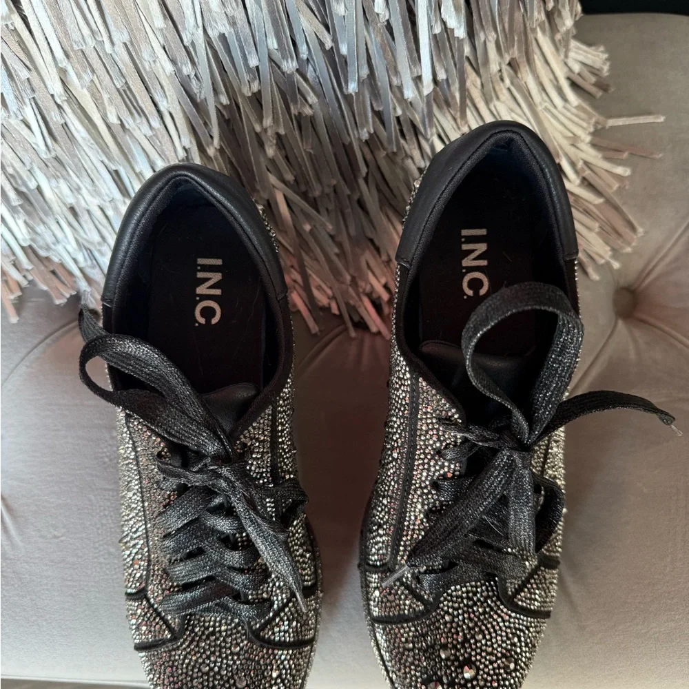 I.N.C INTERNATIONAL CONCEPTS BLACK SIZE 9 PEWTER BLING MACYS